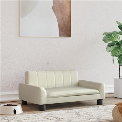 vidaXL Cama para cães 70x45x30 cm couro artificial cor creme