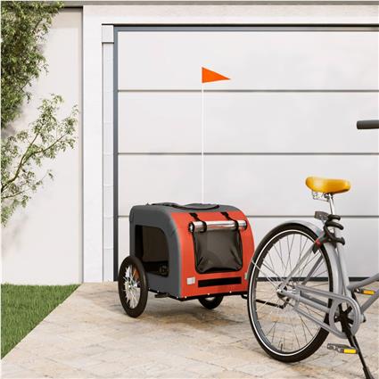 vidaXL Reboque de bicicleta p/ cães tecido oxford/ferro laranja/cinza