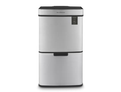 Les Collectors Balde Do Lixo para Reciclagem N°1010 64 L 3 Compartimentos Aço Inoxidável Auto-Enrolamento Silencioso