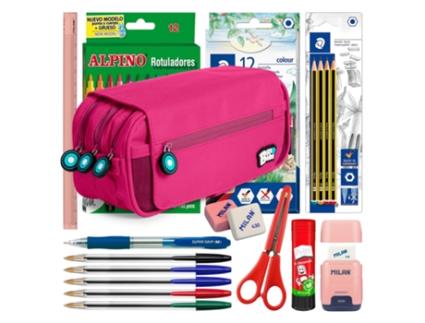 COLEPACK Bitsbobs Estojo Triplo com Material Escolar Incluído