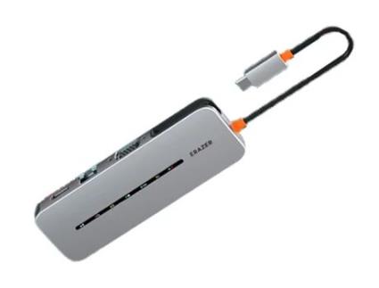 Adaptador ERAZER Dc10 10In1 Type-C a 3Usb3.0 Rj45 1000Mbps Hdmi Vga Pd Aux 3.5Mm Sd/Tf para Huawei Mate40/P50 S20