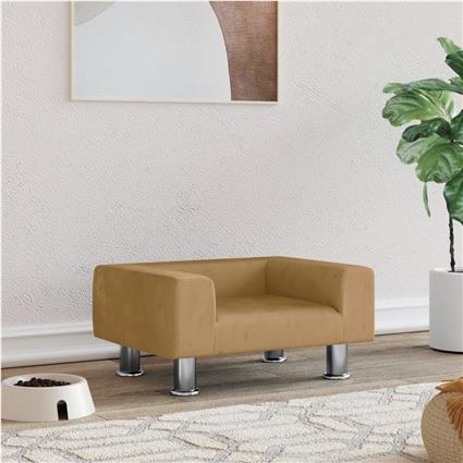 vidaXL Cama para cães 50x40x26,5 cm veludo castanho