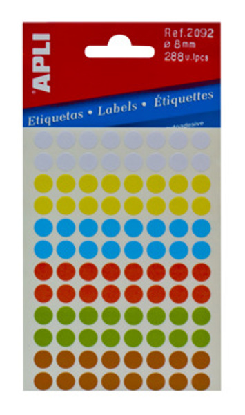 Etiquetas Autocolantes 8 Redondos Apli Multi Cor