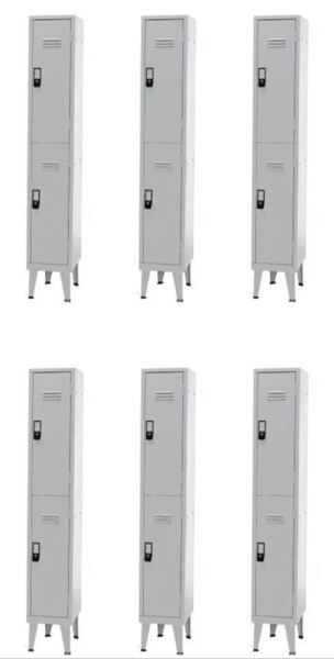 Pack 6 Cacifos Metálicos Simples 2 Cacifos 1900x300x500mm Standard