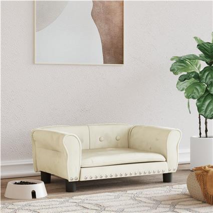 vidaXL Cama para cães 70x45x30 cm veludo cor creme