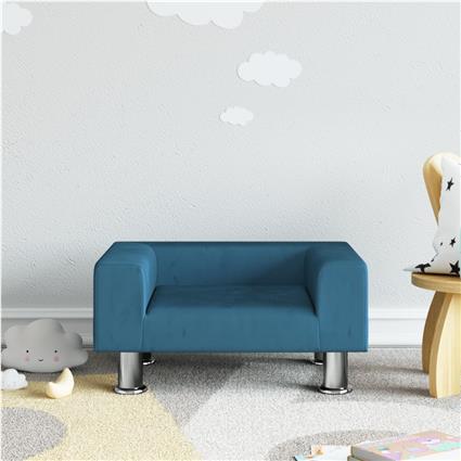 vidaXL Sofá infantil 50x40x26,5 cm veludo azul
