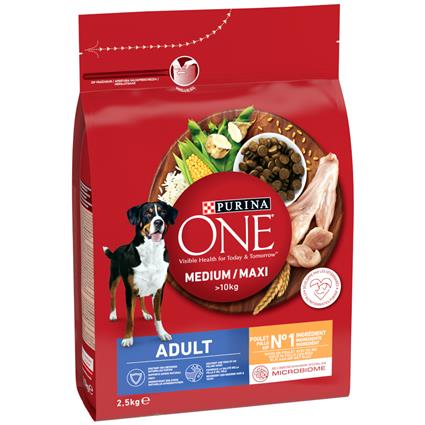 Purina ONE Medium/Maxi Adult Frango - Pack económico: 2 x 2,5 kg