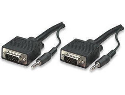 Adaptador IC INTRACOM (VGA e Jack 3.5mm - VGA e Jack 3.5mm - 4.5 m - Preto)