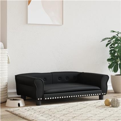 vidaXL Cama para cães 95x55x30 cm couro artificial preto