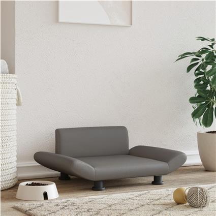 vidaXL Cama para cães 70x45x28 cm couro artificial cinzento
