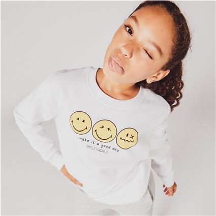 Sweat Smiley - Branco - Sweat Rapariga tamanho 16