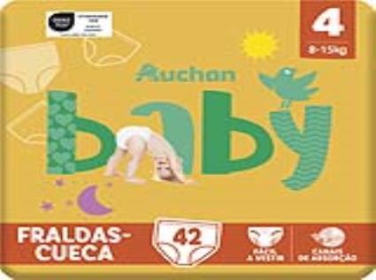 Fraldas Cueca Auchan Baby Tamanho 4 8-15kg 42un