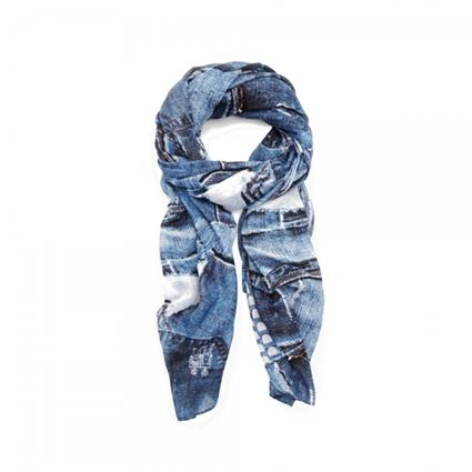 Desigual FOULARD RECTANGULAR PATCH DENIM, Azul - Ref. 23WAWA12