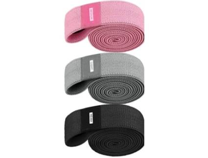 Pack de 3 Bandas Elásticas para Fitness ATRUMS TLD-002-B Rosa, Cinza, Preto
