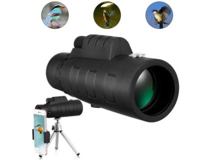 Telescópio Monocular Telescópio de Revestimento Verde Hd 50X60 com Suporte para Telefone e Tripé para Observação de Pássaros Caça