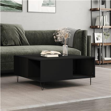 vidaXL Mesa de centro 80x80x36,5 cm derivados de madeira preto