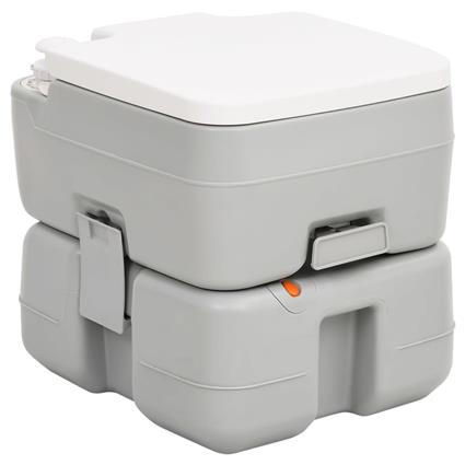 vidaXL Sanita portátil p/ campismo 15+10 L PEAD cinzento e branco