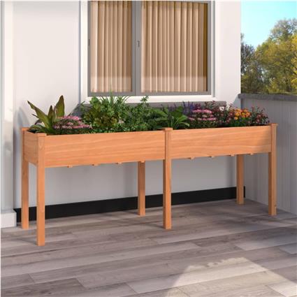 vidaXL Vaso/floreira c/ forro 203x53x76 cm abeto maciço castanho