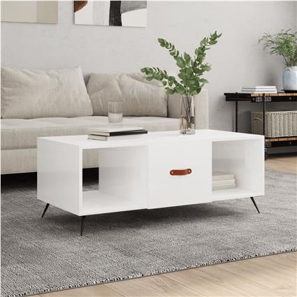 vidaXL Mesa de centro 102x50x40 cm madeira processada branco brilhante