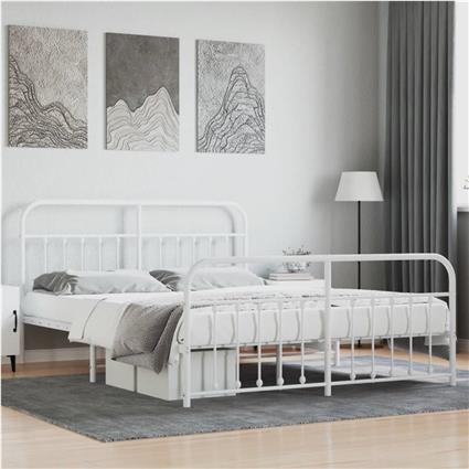 vidaXL Estrutura de cama com cabeceira e pés 180x200 cm metal branco