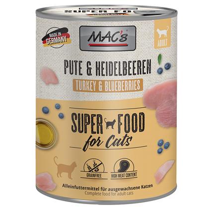 MAC's Cat 6 x 800 g em latas para gatos - Peru e mirtilos