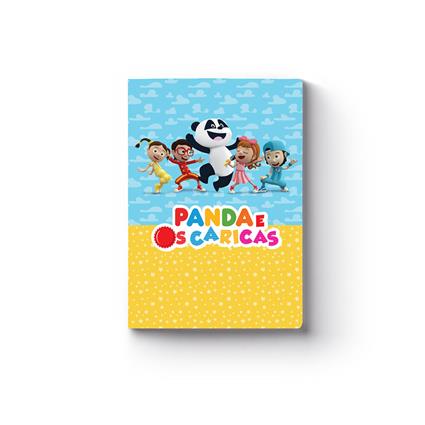 PANDA E OS CARICAS Caderno Agrafado A4, 48 Folhas, Liso, Capa Azul e Amarela