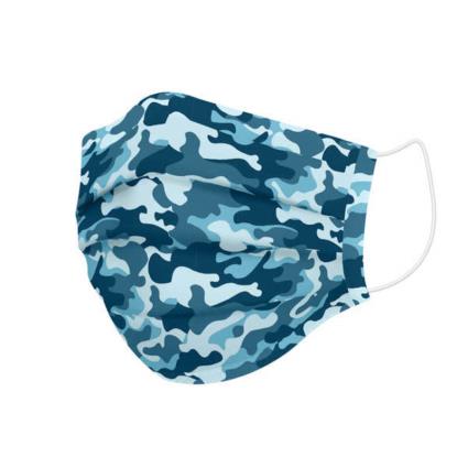 Máscara Higiénica em Tecido Reutilizável Adulto Azul Camuflagem