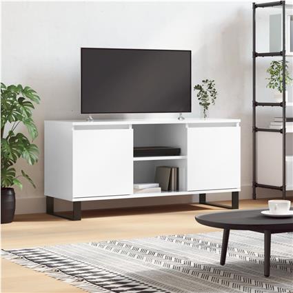 vidaXL Móvel de TV 104x35x50 cm derivados de madeira branco brilhante