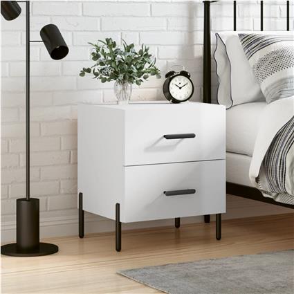 vidaXL Mesa de cabeceira derivados de madeira branco brilhante