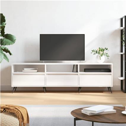 vidaXL Móvel p/ TV 150x30x44,5 cm derivados madeira branco brilhante