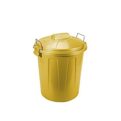 Balde Lixo com Asa Metal Amarelo 100L 75X54X50cm