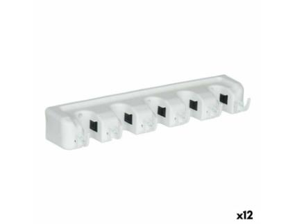 Suporte Utensílios de limpeza Branco Borracha natural Polipropileno 4,3 x 8,5 x 6 cm (12 Unidades)