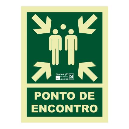 Sinalização fotoluminescente PONTO ENCONTRO 15X20CM PVC 2MM