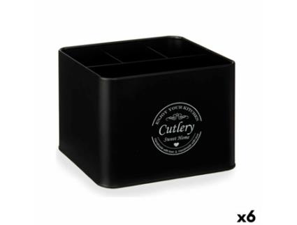 Cesta Multiusos Talheres Preto Metal 18 x 13,3 x 15,3 cm (6 Unidades)
