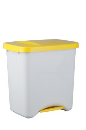 Balde do lixo com pedal PLÁSTICO 50L PARA RECICLAGEM 3 DIVISÓRIAS