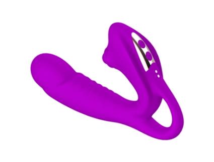 Vibrador de silicone com motor duplo, massageador feminino recarregável (roxo) OEMG