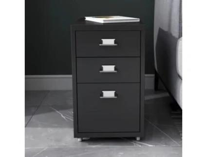 Pedestal móvel Kökar incl. porta-etiquetas em aço 48 x 28 x 28 x 41 cm - Preto