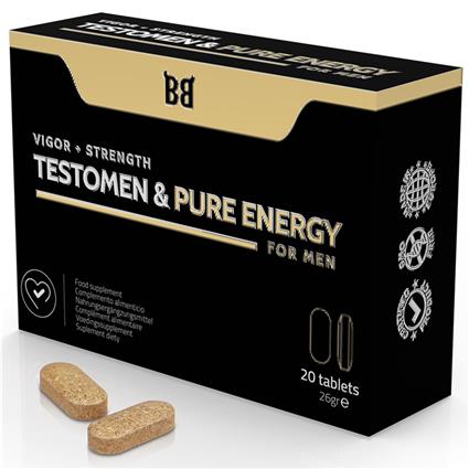 BLACKBULL BY SPARTAN - TESTOMEN & PURE ENERGY VIGOR + FORÇA PARA HOMENS 20 COMPRIMIDOS