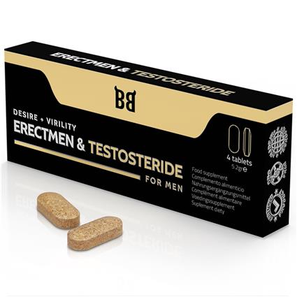 BLACKBULL BY SPARTAN - ERECTMEN & TESTOSTERIDE DESIRE + VIRILIDADE PARA HOMENS 4 COMPRIMIDOS