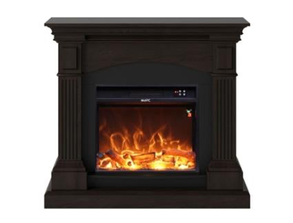 Chaminé de chão CAMINO CETONA com estrutura e queimador de 1500W efeito de chama LED, Wenge