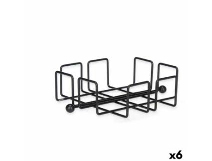 Porta-guardanapos Preto Metal 19,3 x 6,5 x 19,3 cm (6 Unidades)