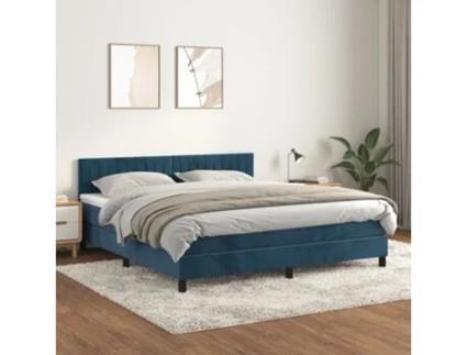 Cama Box Spring VIDAXL (Azul - Veludo - 203 x 160 x 88 cm)