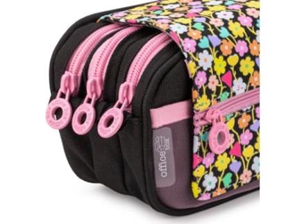 COLEPACK Design Estojo Triple de 3 Fechos com Material Escolar Incluido Flowers