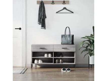 Banco Sapateira 102X35X55 Cm Derivados Madeira Cinzento Sonoma VIDAXL