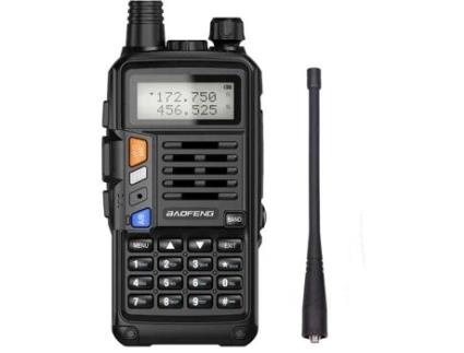 Walkie Talkie Baofeng Uv-S9 Plus Recarregável 2800 Mah Bateria 8-10Km Faixa Vhf/Uhf Banda Dupla 128 Canais 8W; Preto