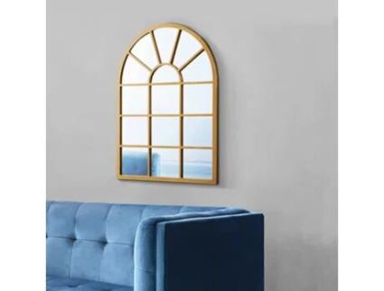 Espelho de parede quadrado em forma de janela Villalago MDF 80 x 60 cm - Ouro [EN.CASA]