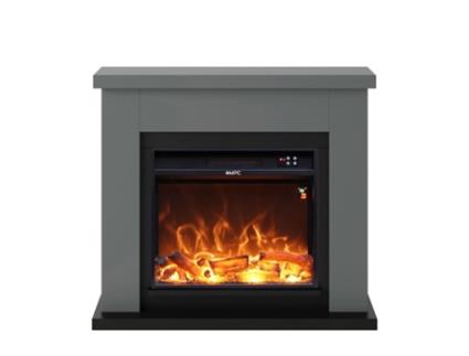 Mpc CAMINO ASCIANO Lareira de chão com estrutura e queimador de 1500W Efeito de chama, Cinzento Escuro