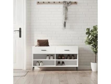 Banco Sapateira 102X35X55 Cm Derivados Madeira Branco Brilhante VIDAXL