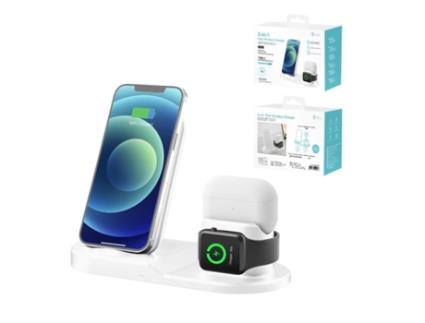 Carregador Wireless Rápido 3 em 1 Ios + Caixa de Airpods + Apple Watch Unico Star Hc1945 Branco