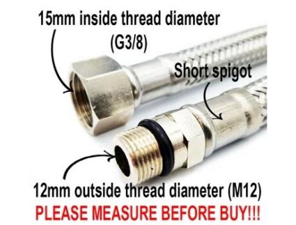 80cm Tubo Flexível Flexi para Conector de Torneira Monocomando de Lavatório de Cozinha, M12 x 3/8 BSP